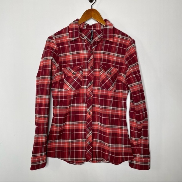 Kuhl Alina Plaid Flannel Shirt Red Spice Size Medium - Picture 3 of 7